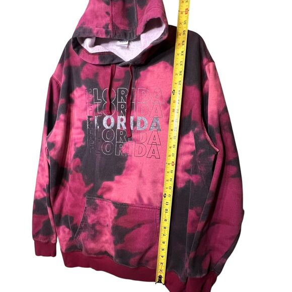 Florida Hoodie Mens 2XL Pink Black Tie Dye Pullover Sweatshirt Creative Apparel - Picture 5 of 12